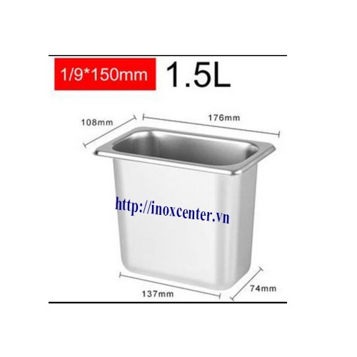 Khay inox BUFFET 1/9 cao cấp sâu 6,5cm; 10cm; 15cm