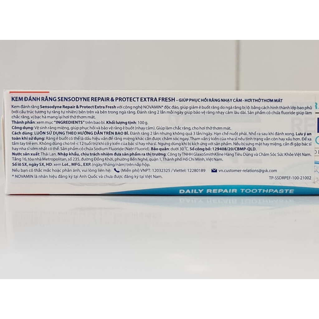 Kem Đánh Răng Sensodyne Phục Hồi Và Bảo Vệ Răng Ê Buốt Repair &amp; Protect Extra Fresh 100g