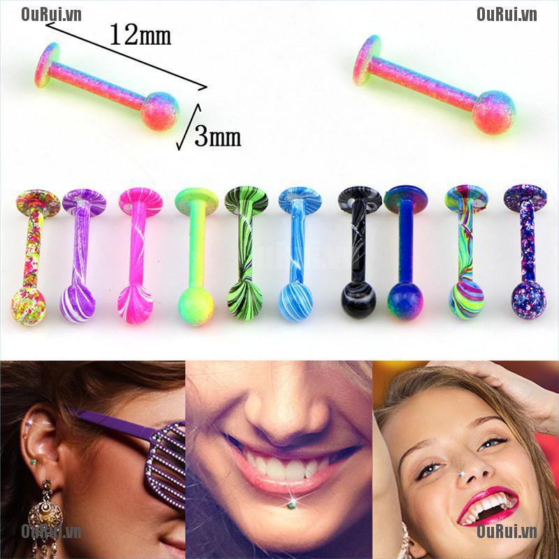 Bộ 10 Khuyên Xỏ Cơ Thể Bằng Thép Không Gỉ Cá Tính