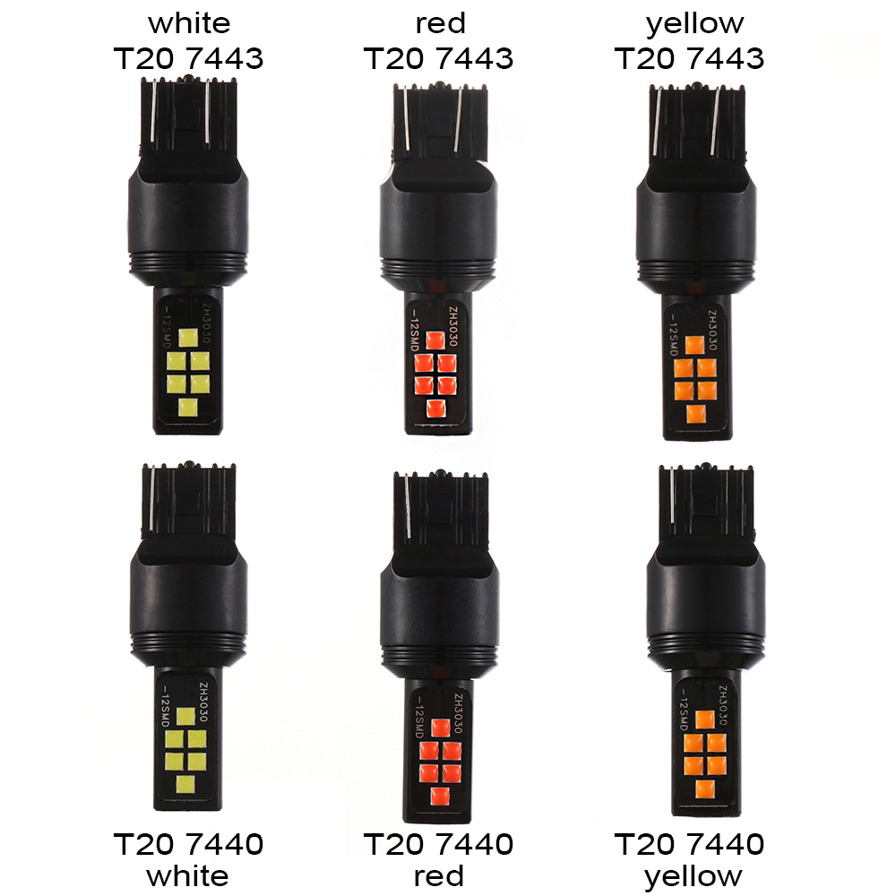 Đèn Tín Hiệu Phanh Xe Hơi 7443 W21 / 5w 7440 W21W 3030 12smd T20 Chất Lượng Cao