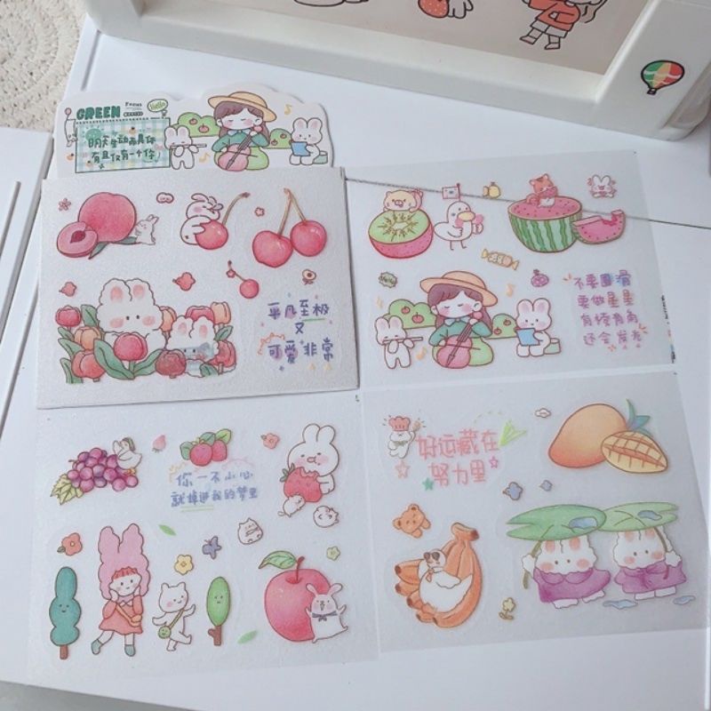 Set stiker nhũ 4 tấm cắt sẵn dán sổ