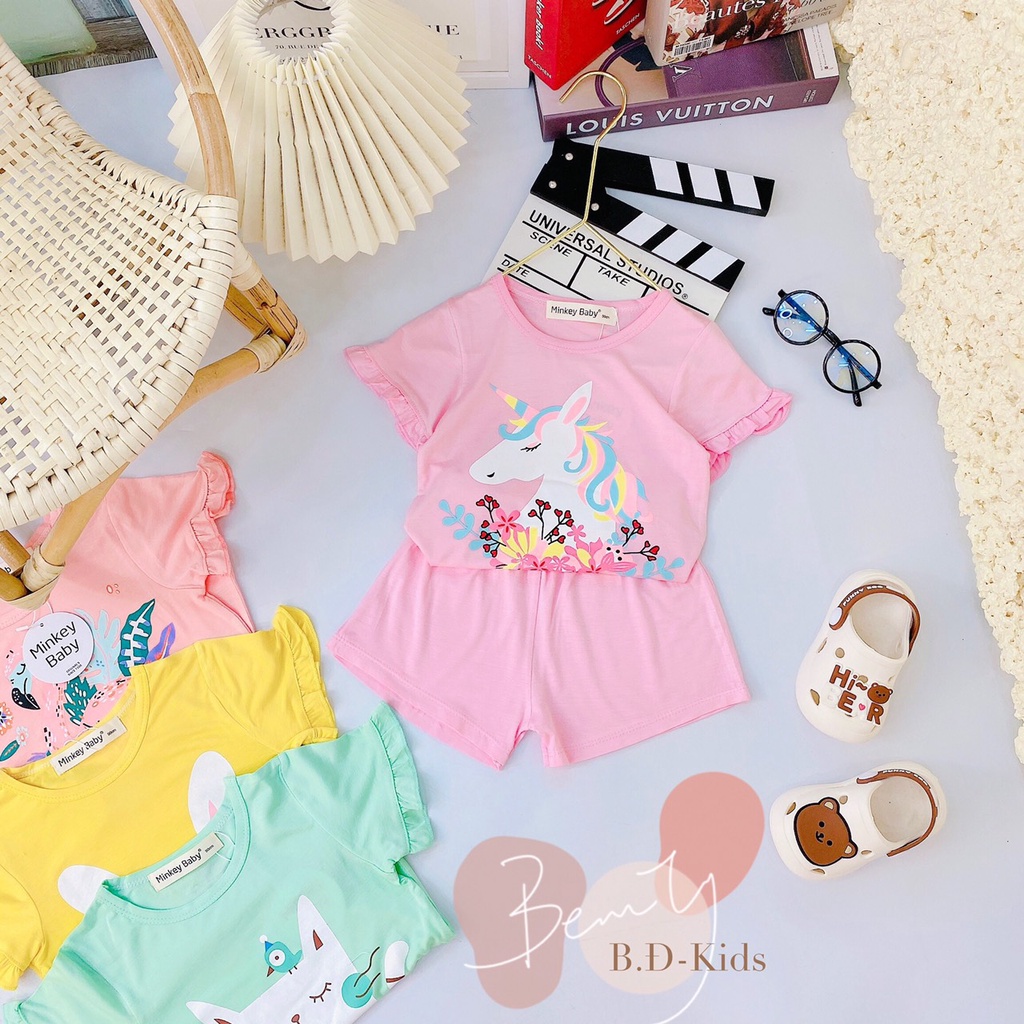 Bộ cộc tay thun lạnh Minkey BaBy cho bé gái