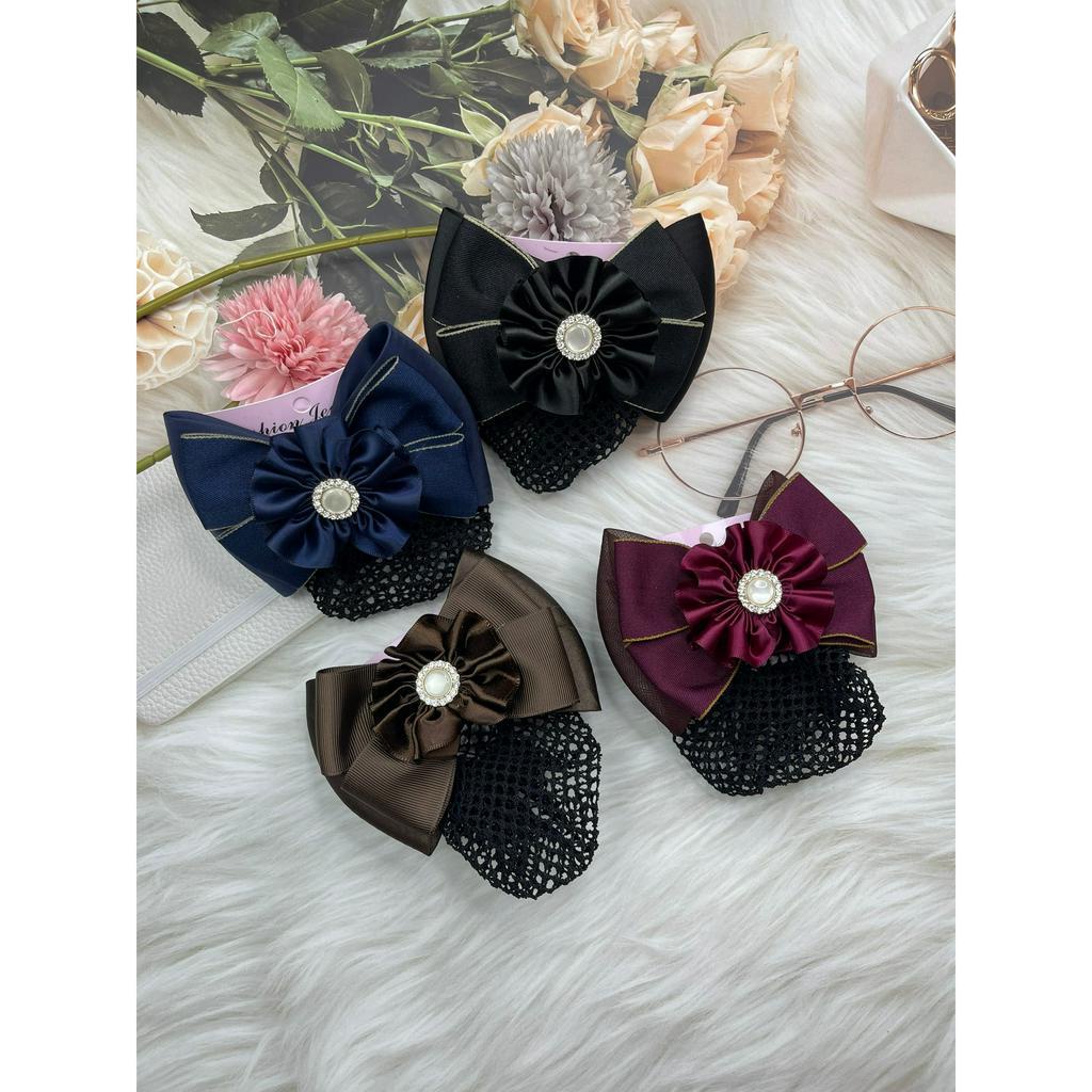 Cặp Tóc Tiếp Viên, Nơ Cài Tóc Dạng Lưới Búi Tóc Công Sở Thời Trang (CC7)