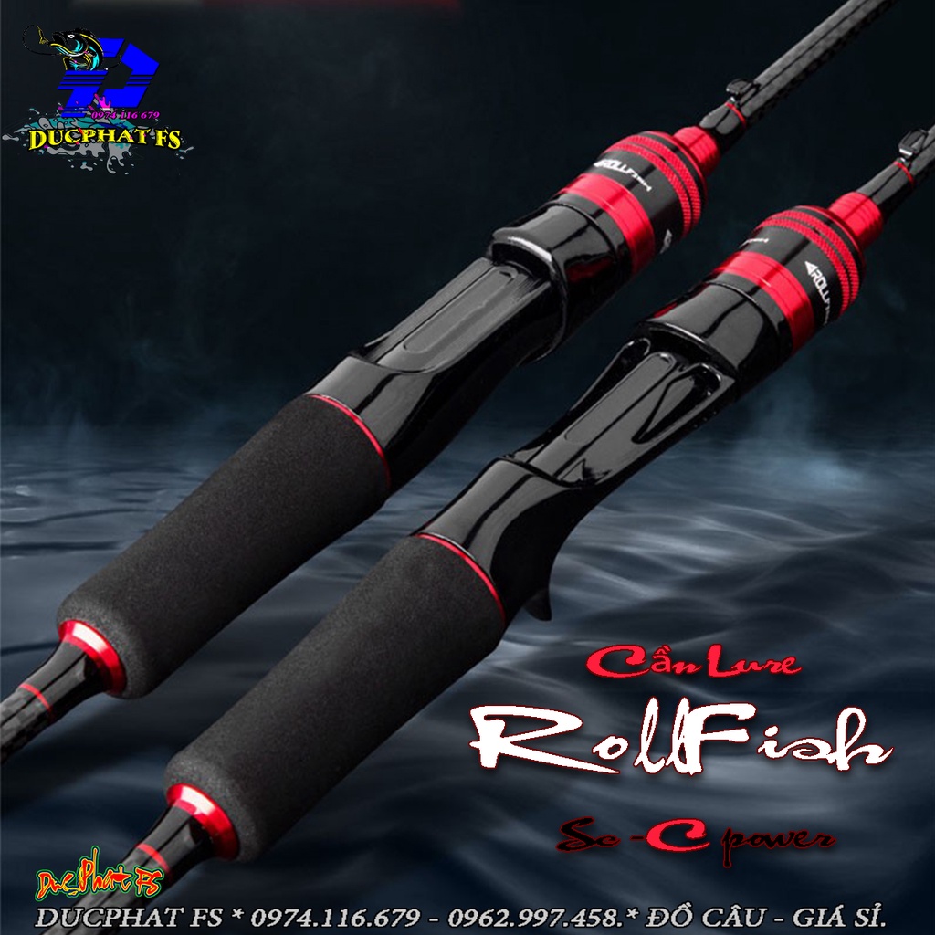 Cần câu lure máy ngang , máy đứng RollFish 1m68 - 2m4 đầu bu chống xoắn.