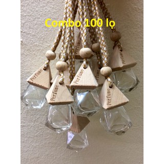 Combo 100 lọ đựng tinh dầu treo xe hình lục lăng