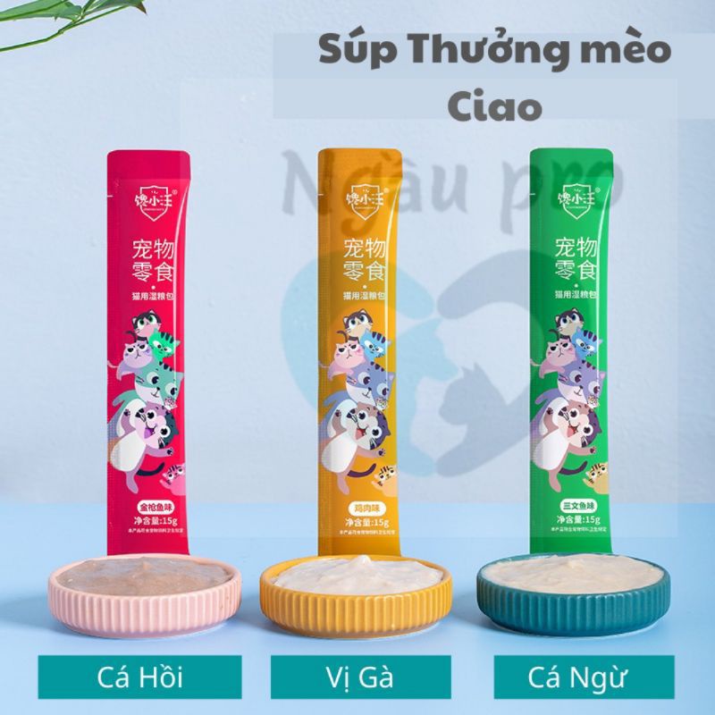 Combo 10 thanh súp thưởng cho mèo SHIZUKA, CATFOOD và CIAO gói 15g mix 3 vị gà chicken cá ngừ tuyết NGAUPET