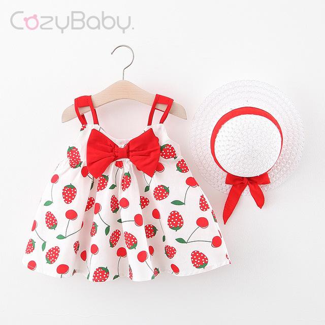 Bộ Đầm Công Chúa Không Tay Kèm Nón Thời Trang Mùa Hè Cho Bé Gái