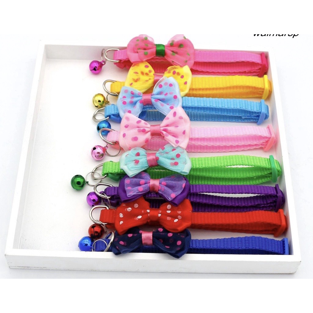 Vòng Cổ Kèm Nơ Chấm Bi Có Chuông Nhiều Màu cho Chó Mèo Nhỏ Dưới 8Kg 1cm | Vie PETSHOP
