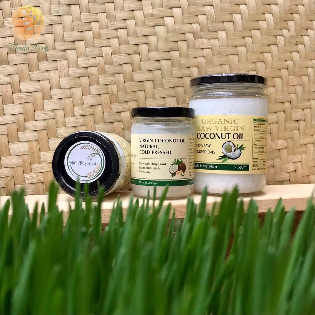 Nhân Thùy - Dầu dừa ép lạnh thiên nhiên 200ml - Virgin coconut oil natural - Cold pressed - Thuần Nông HN