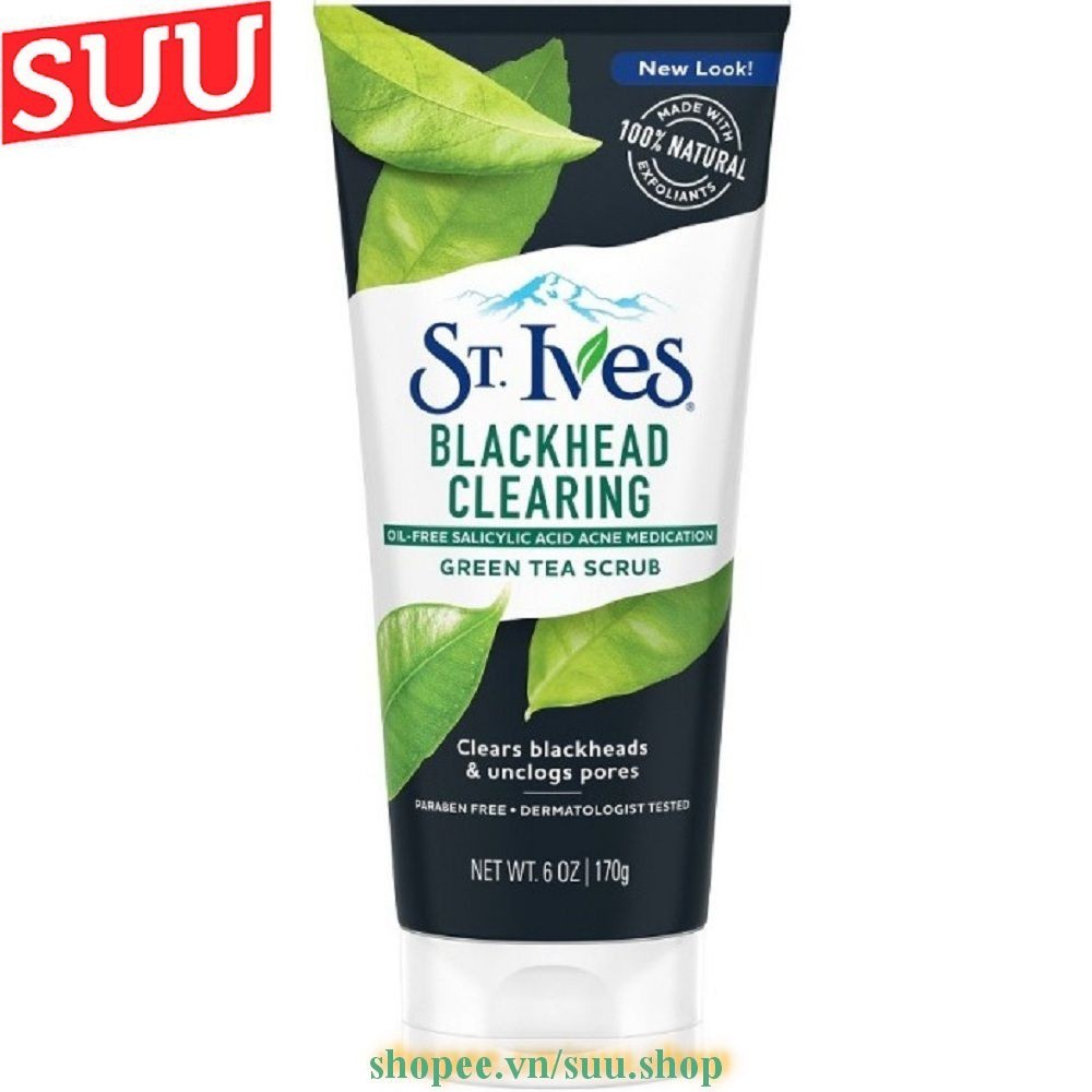 Sữa Rửa Mặt 170g St.Ives Hương Trà Xanh Blackhead Clearing, suu.shop Cam Kết Hàng Chính Hãng.