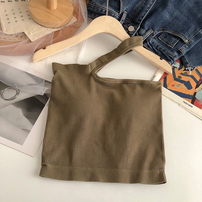 Áo Thun Hai Dây Dáng Ngắn Nâng Ngực Hở Lưng Phong Cách Hàn Quốc Gợi Cảm Cho Nữ