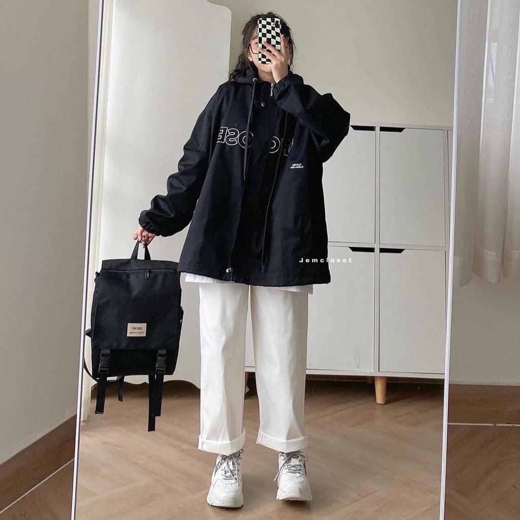 Áo Khoác Kaki Nữ JEM CLOSET Màu Đen Áo Khoác Nữ Form Rộng DOPY Thời Trang Hàn Phong Cách Trẻ Trung Năng Động 10244
