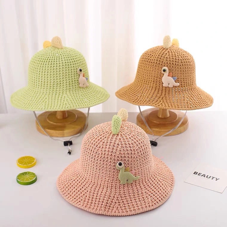 Mũ Cói Che Nắng Chống Gió In Hoạt Hình Kèm Dây Đeo Thời Trang Mùa Hè Cho Bé