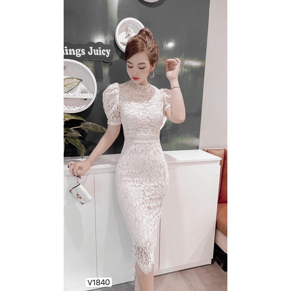 Đầm Body dự tiệc, Đầm dáng ôm ren Hàn cao cấp ❤️ Freeship ❤️ Tay bồng hack chiều cao, tôn dáng