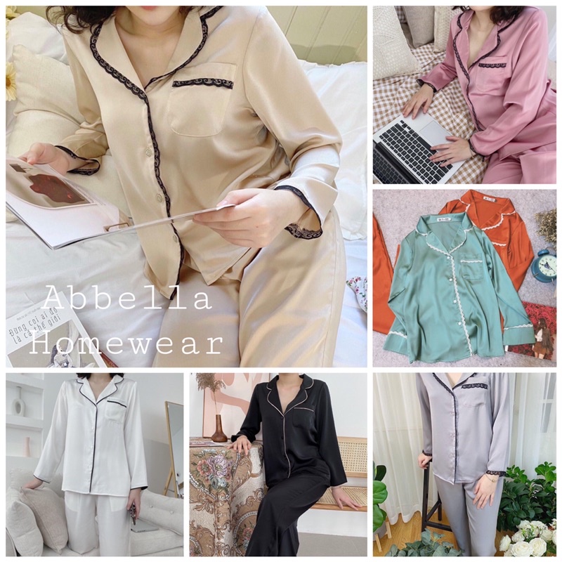 bộ lụa dài tay cao cấp BUPBE HOMEWEAR, pijama mềm mại trơn nhiều màu, đủ size