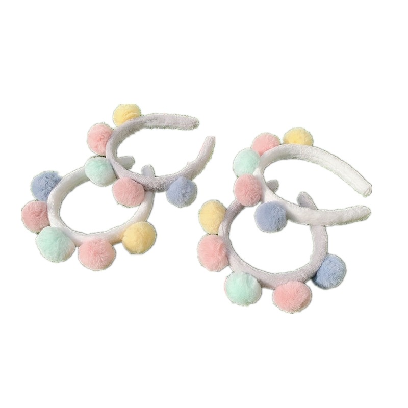 Băng Đô Cài Tóc Bản Rộng Đính Bóng Lông Màu Sắc Phong Cách Hàn Quốc Cho Nữ