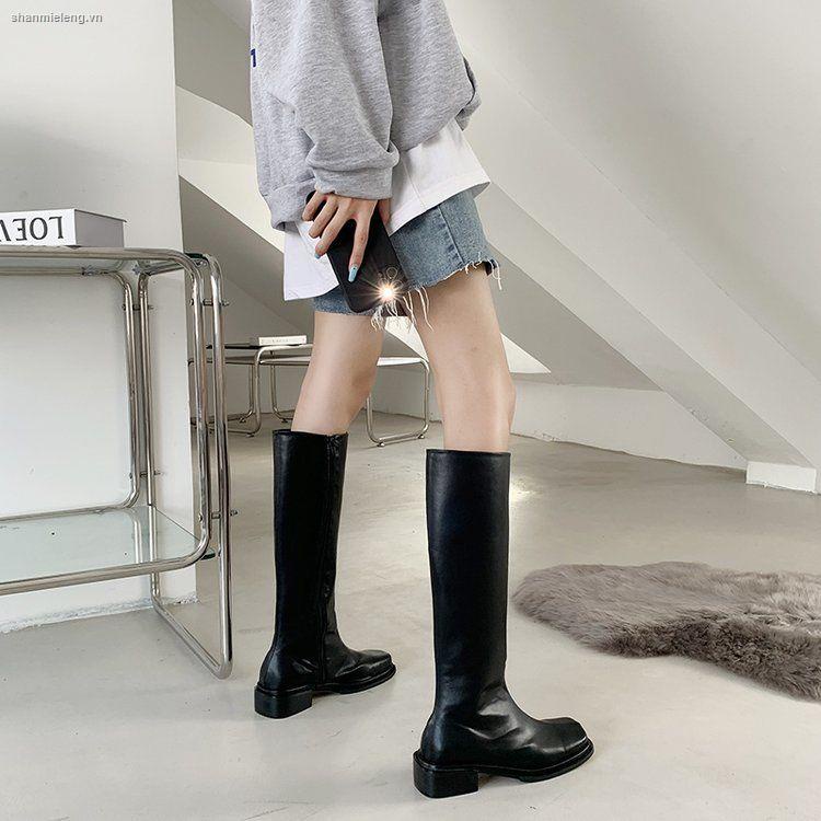 Giày bốt ống cao gót bằng mũi vuông phong cách Hàn Quốc thời trang xuân thu cho nữ | BigBuy360 - bigbuy360.vn