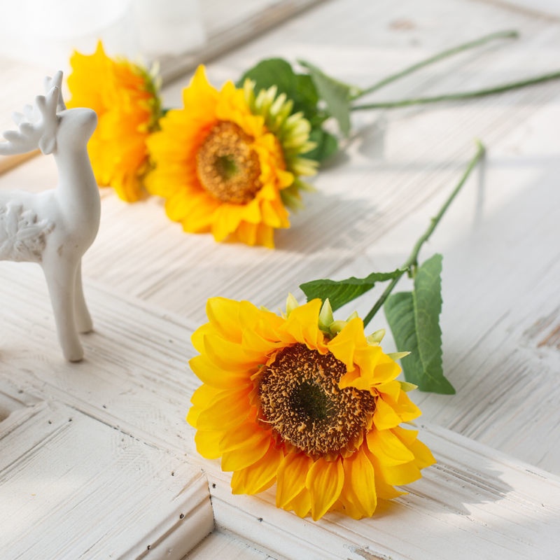 Lọ Hoa Hướng Dương Nhân Tạo 49cm Để Bàn Trang Trí Nhà Cửa/Văn Phòng