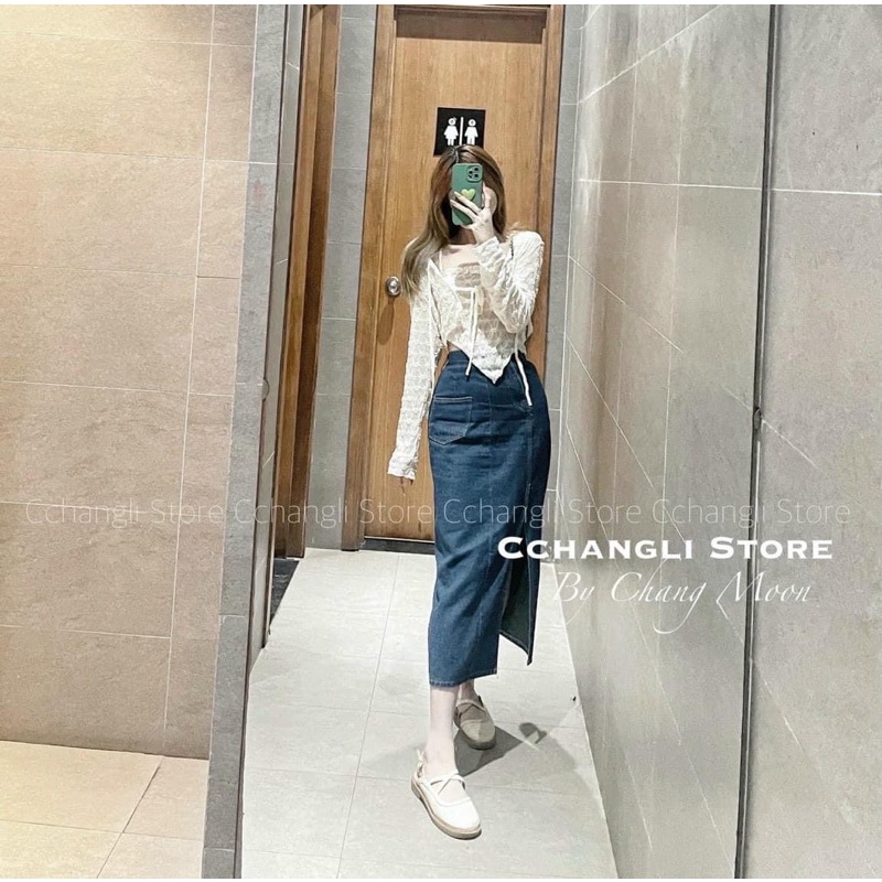 Set áo dây vạt chéo kèm áo cardigan