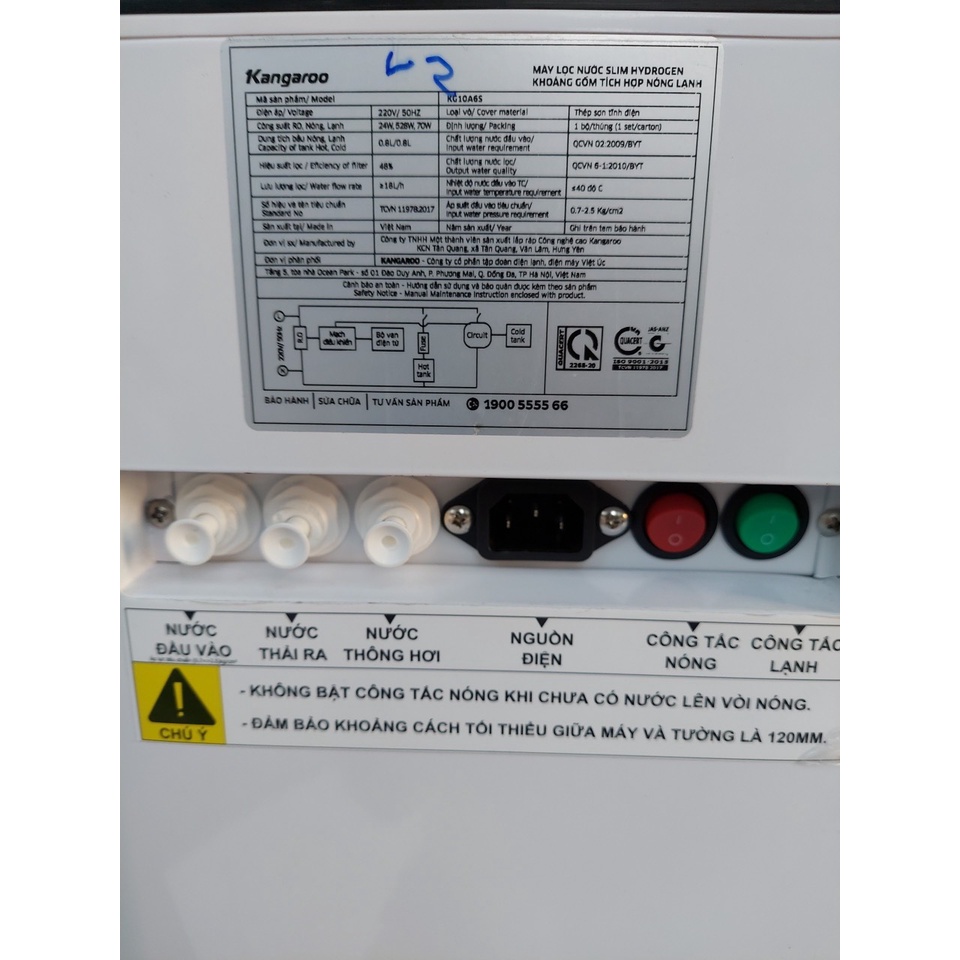 Máy lọc nước Kangaroo KG10A6S RO Hydrogen nóng lạnh 7 lõi, màn hình cảm ứng, có khoá trẻ em - bảo hành chính hãng