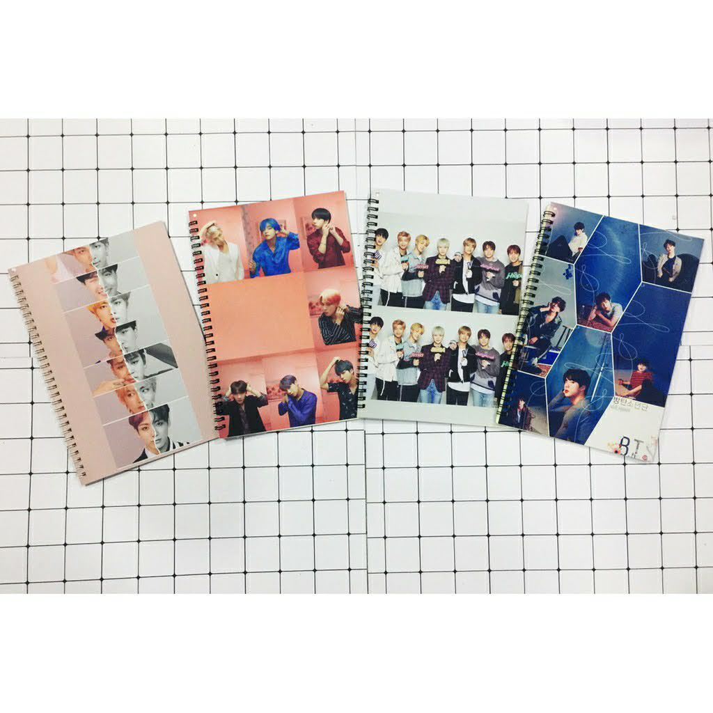 Sổ lò xo thần tượng BTS nhóm nhạc kpop 100 trang 14*20cm sổ vở kẻ ngang