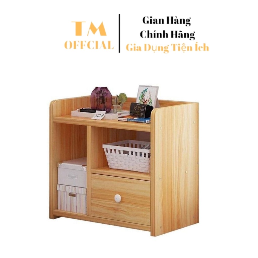 Kệ Đầu Giường Vuông Ngăn Kéo Dễ Lắp Ghép Màu Gỗ 40 x 26 x 32.5cm