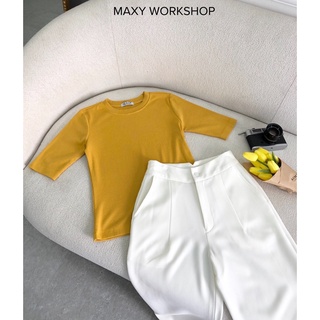 Áo thun tay lỡ ôm dáng Knitted Basic Tee Yellow Maxy Workshop