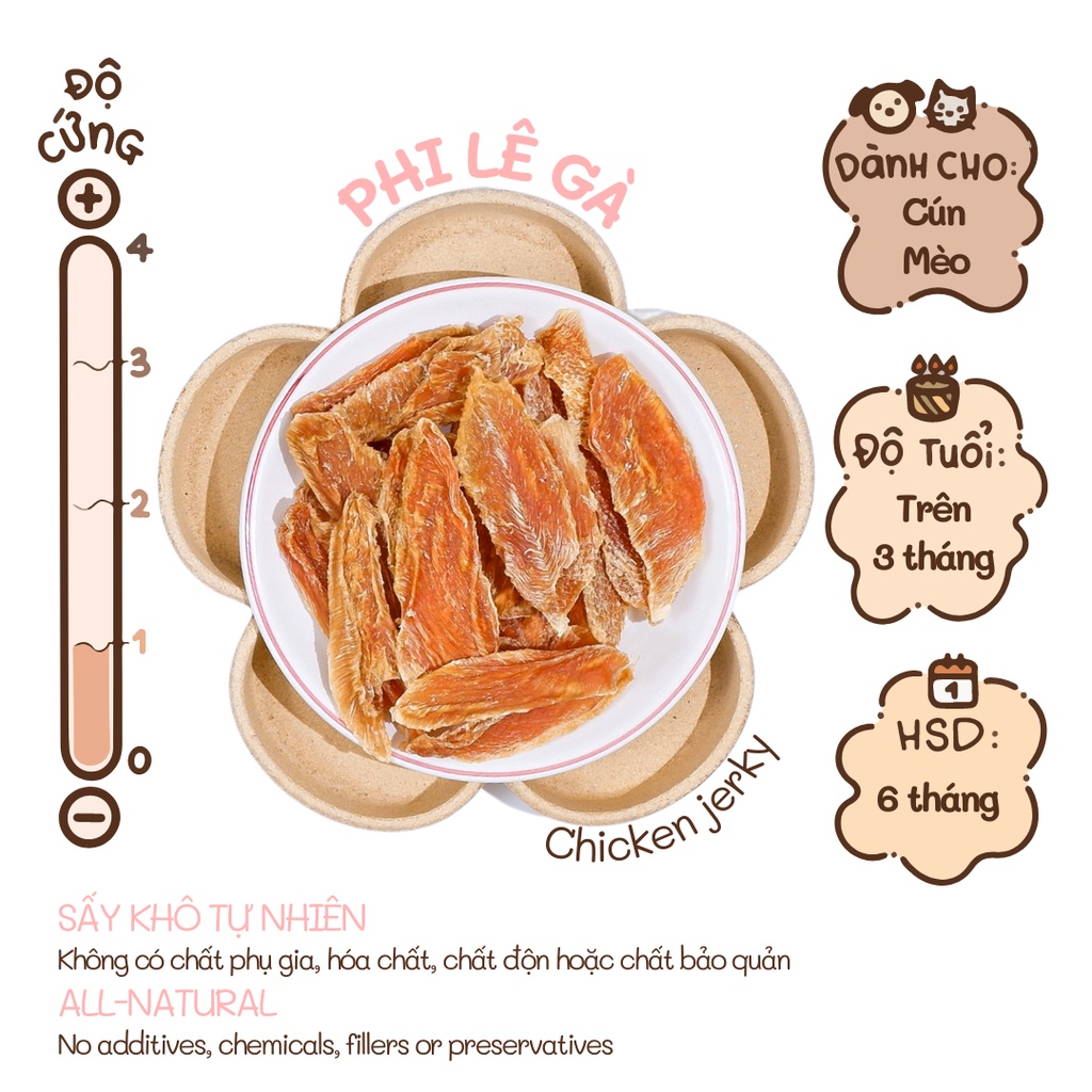 Treat Bánh Thưởng Cho Chó Mèo Phi Lê Gà Sấy Khô DOGGO Homemade Không Chất Bảo Quản 100G / Thức Ăn Cho Chó Thú Cưng