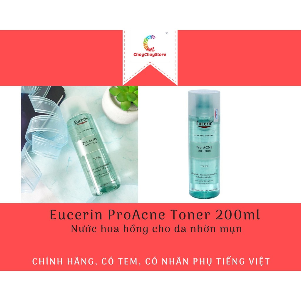 [TEM CTY] EUCERIN Pro Acne Toner 200ml - Nước hoa hồng cho da nhờn mụn 200ml