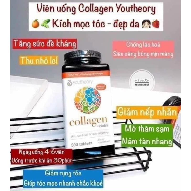 Collagen 390 viên collagen Youtheory Advanced Type 1,2&3