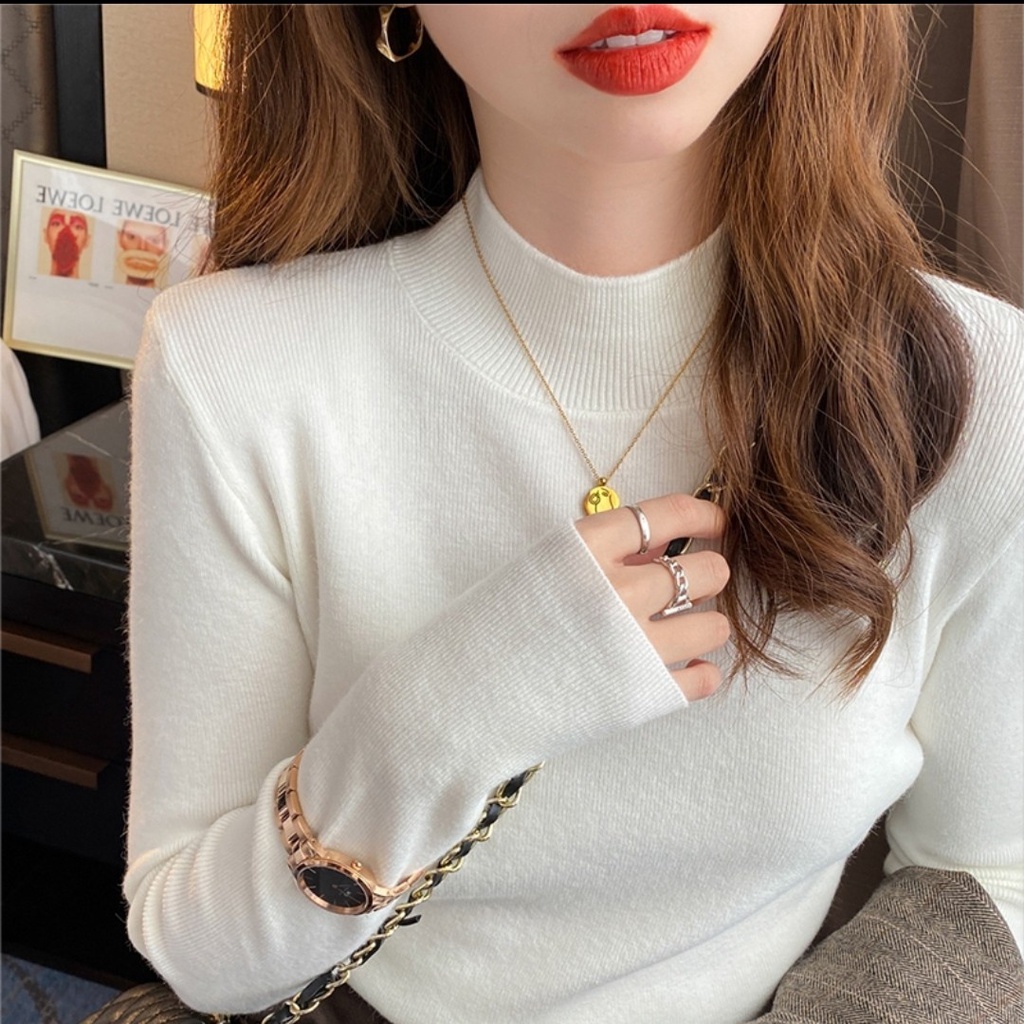 Áo len nữ cổ 3 phân trơn siêu basic hàng Quảng Châu chất len mềm mịn nhiều màu tôn dáng thời trang - ALN01