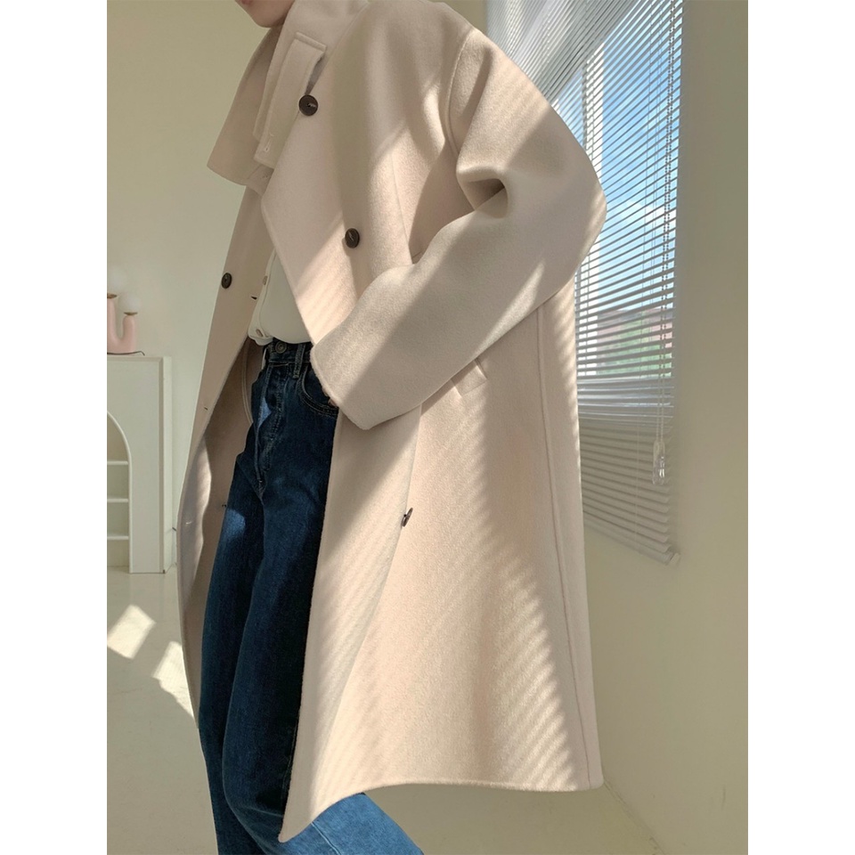 áo khoác cashmere cao cấp hai mặt cổ đứng dáng rộng sang chảnh phong cách châu âu thanh lịch. hàng QC KCC1451