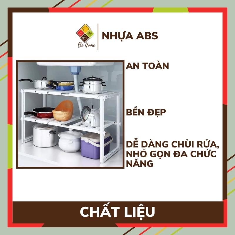 Kệ gầm bếp 2 tầng BEHOMEMALL Kệ để đồ nhà bếp đa năng tiện dụng tiết kiệm không gian