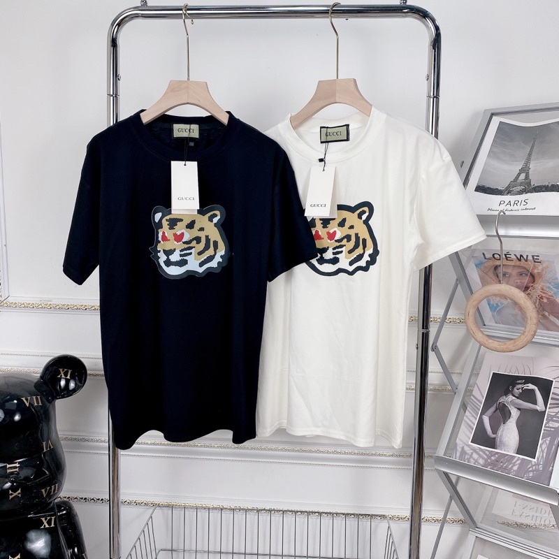 Áo phông mặt hổ áo thun dáng rộng thụng đen trắng