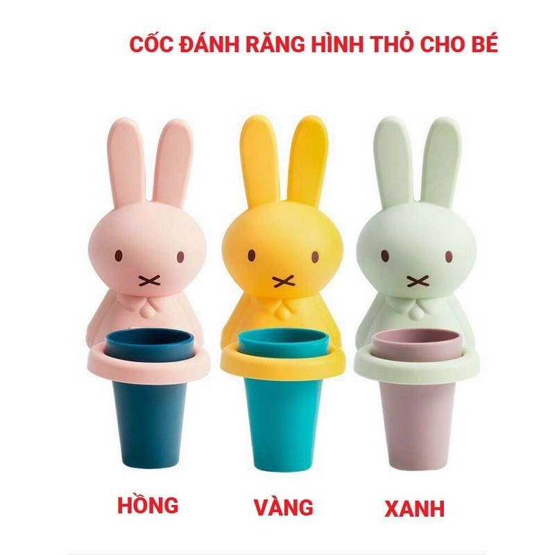 Cốc đựng nước cốc đựng bàn chải đánh răng hình thỏ xinh xắn cho bé