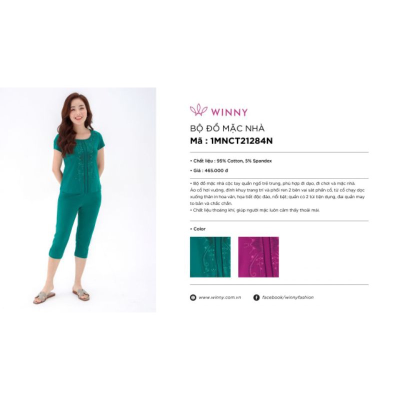 Bộ mặc nhà Winny quần lửng 21284 Giá 465.000đ