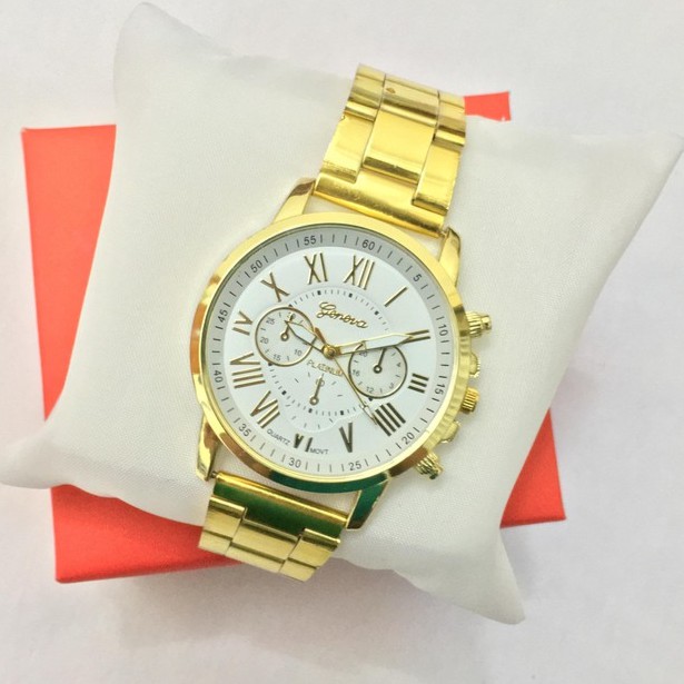 Đồng hồ nam Geneva dây kim loại mạ vàng mặt Trắng sang trọng + Tặng kèm hộp đựng đồng hồ sang trọng (Đỏ hoặc đen) | BigBuy360 - bigbuy360.vn