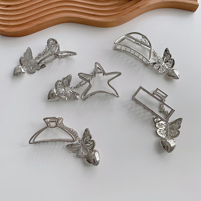 Kẹp tóc phối tua dài và  mặt hình bướm/ trái tim dạng rỗng thời trang Hàn Quốc cổ điển cho nữ