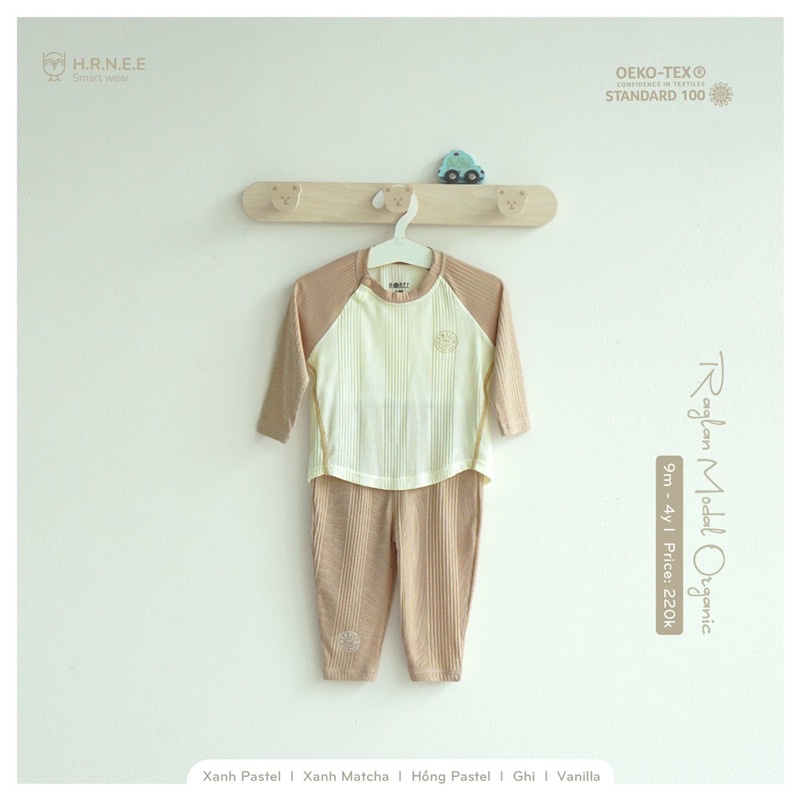 Hrnee-Bộ Cổ Trụ Dài Tay Modal Organic Cho Bé.