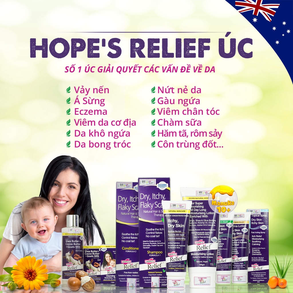 Kem Đa Năng Thảo Dược Hope’s Relief 60g Úc Kem đa năng chuyên các vấn đề về da liễu