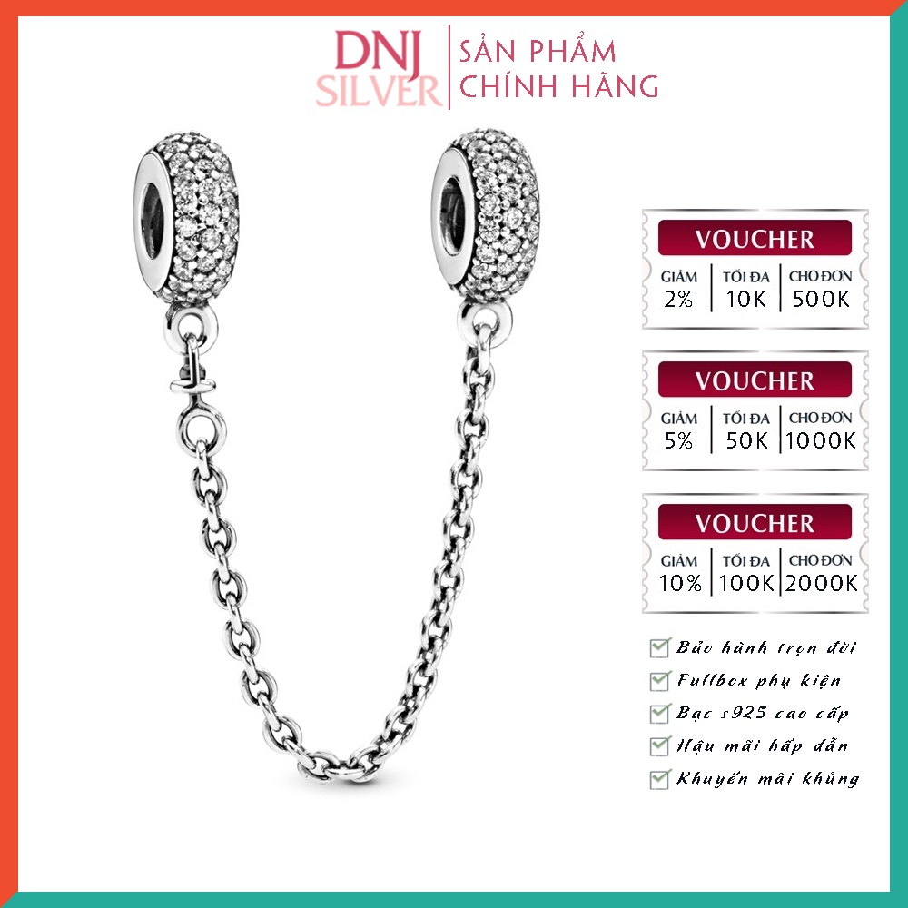 Charm bạc 925 cao cấp, hàng chuẩn bạc - Charm Sparkling Pavé Safety Chain thích hợp để mix vòng tay charm - DN252