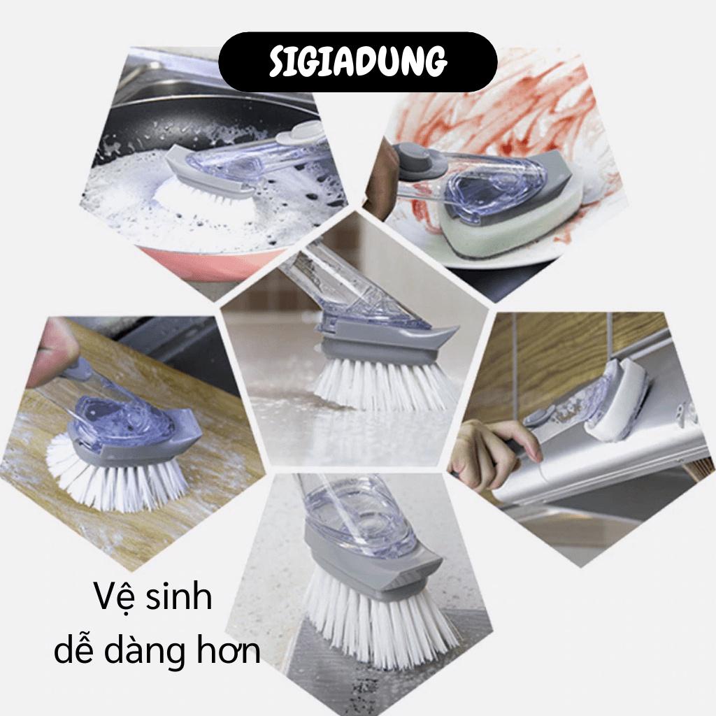 [SGD] Cây Cọ Chà Xoong - Cây Chà Rửa Vệ Sinh Nhà Bếp 2in1 Có Tay Cầm, Chỗ Đựng Xà Phòng 7014