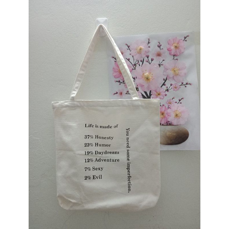 Túi tote vải canvas LIFE ( Có khóa kéo)