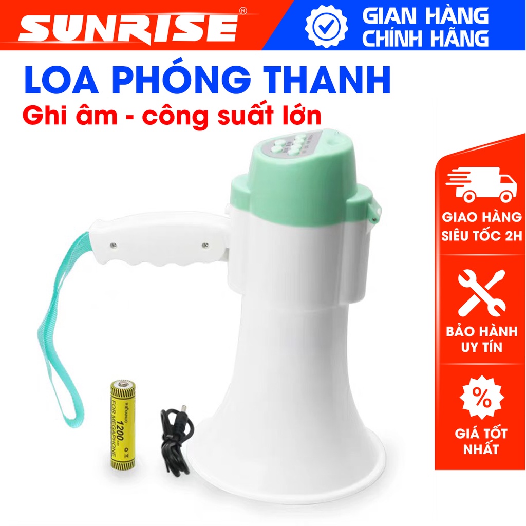 Loa phóng thanh công suất lớn 15W chính hãng Sunrise SH-7S  Loa phóng thanh cầm tay, ghi âm rao bán hàng