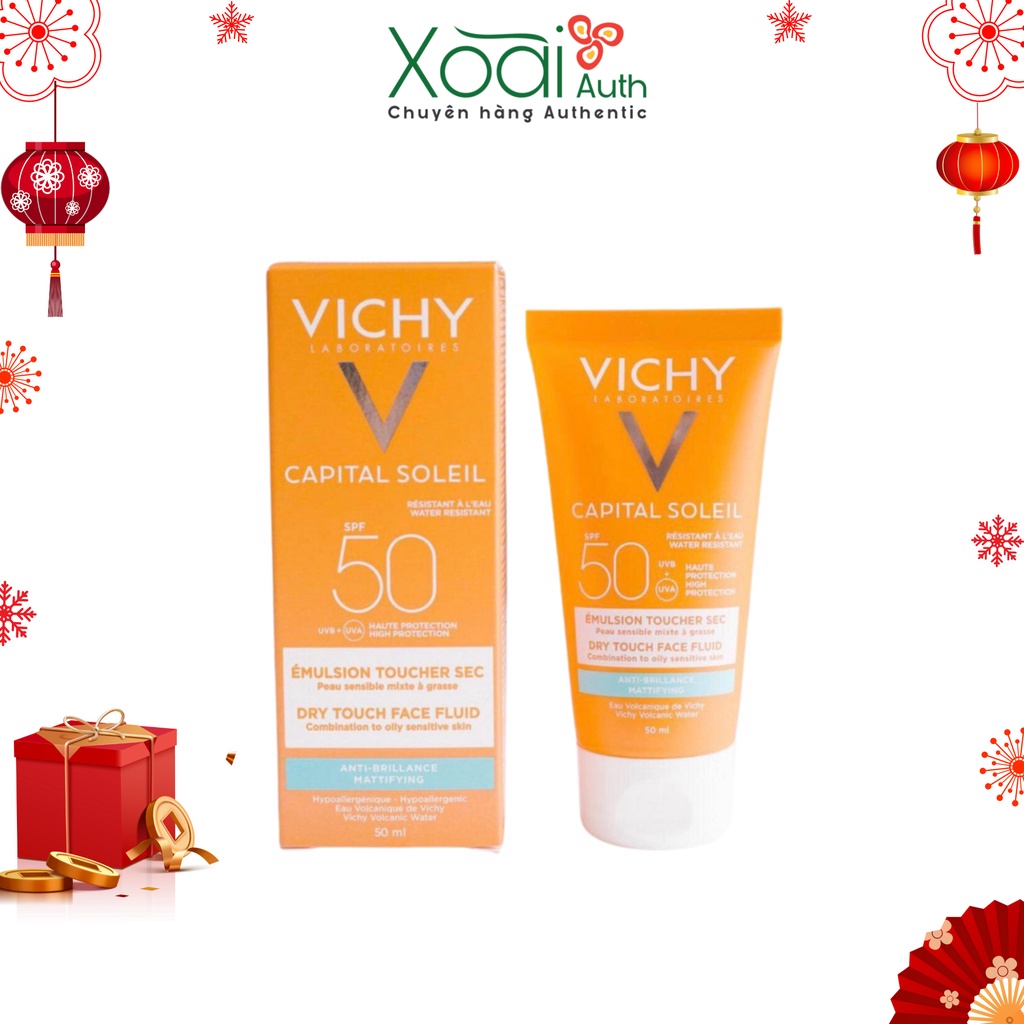 Kem Chống Nắng Vichy SPF50+ Dành Cho Da Khô Và Nhạy Cảm Không Gây Nhờn Rít Không Màu 50ml - Xoaiauth