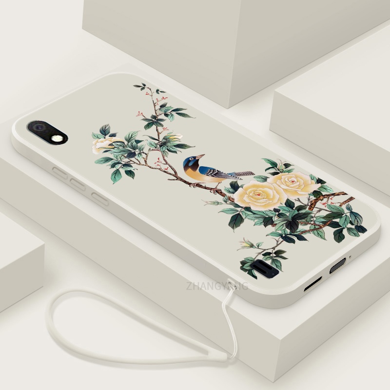 Ốp Điện Thoại TPU Mềm Họa Tiết Hoa Và Chim Có Dây Đeo Cho Samsung a10