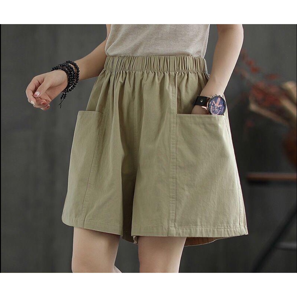 Quần Short cotton Ống Rộng Lưng Cao Thời Trang Mùa Hè Mới Cho Nữ