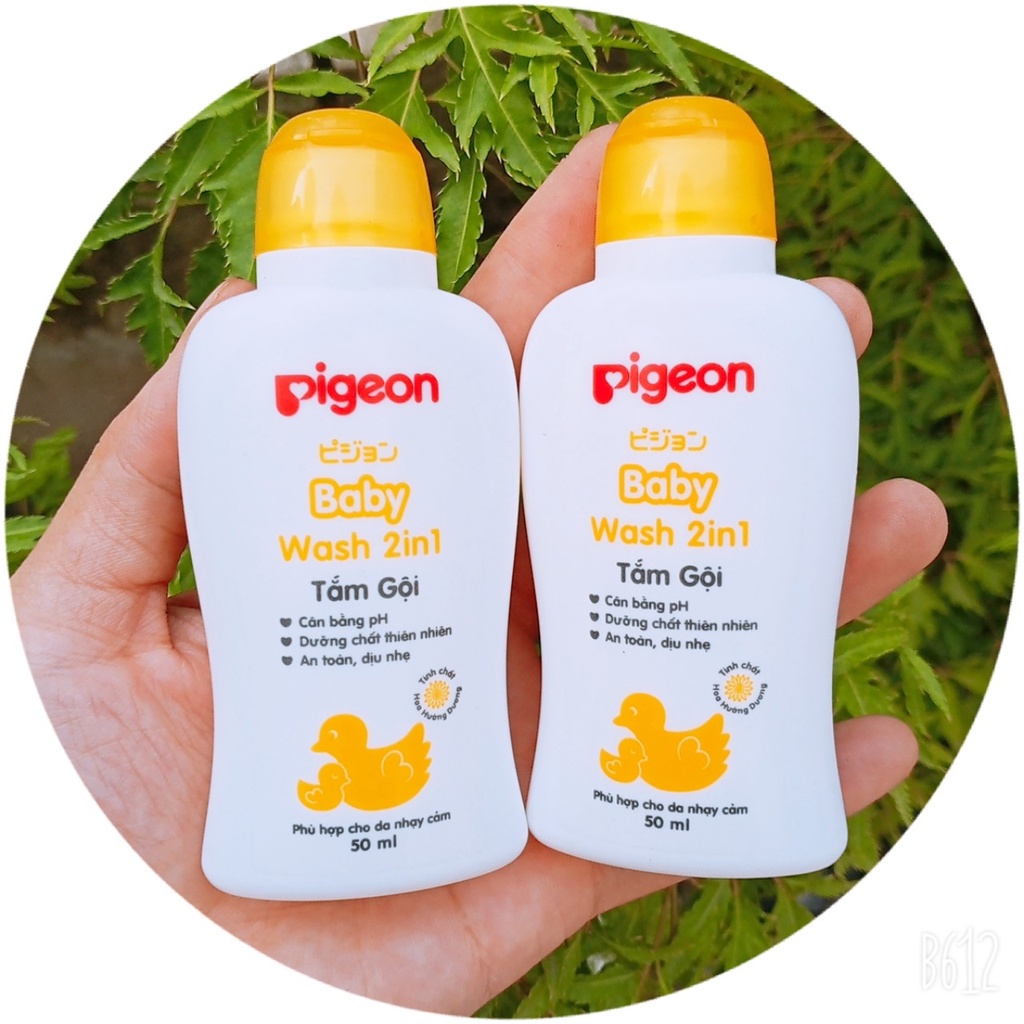 Set 2 Chai Sữa tắm gội em bé PIGEON Baby Wash 2in1 Hoa Hướng Dương 50ml