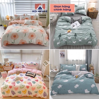 Bộ chăn ga gối cotton poly, sét 5 món chăn ga gối may bo chun miễn phí m4 m6 m8 kd home