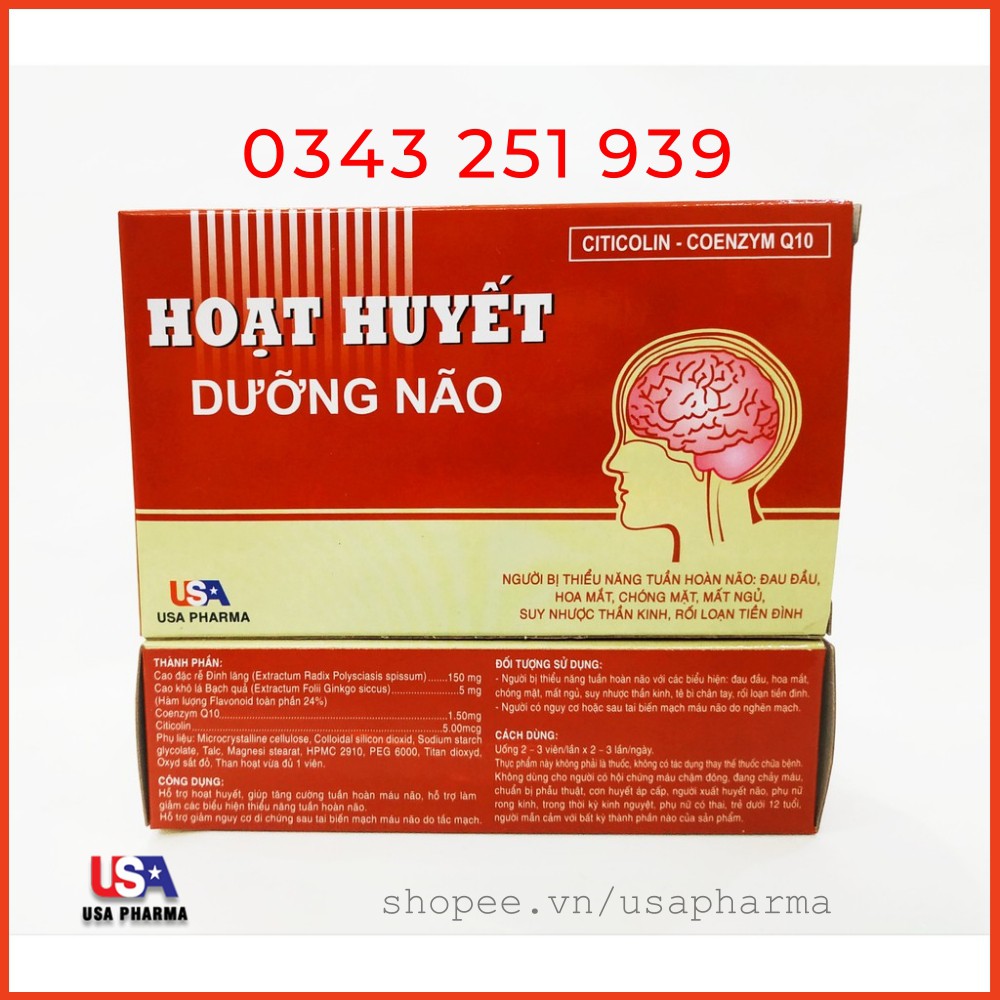 Hoạt huyết dưỡng não USA – Giúp tăng cường tuần hoàn máu não, ngăn ngừa giảm nguy cơ tai biến mạch máu não